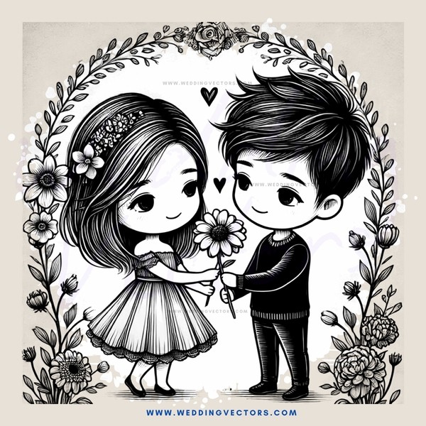 a couple with flowers