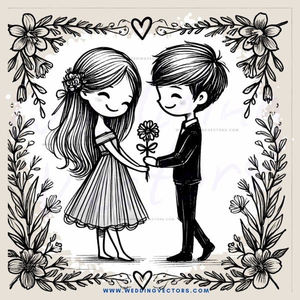 a couple holding hands and flowers
