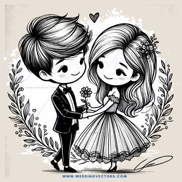 a couple exchanging flowers