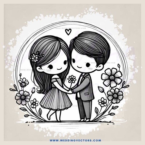 a couple embracing in an illustration