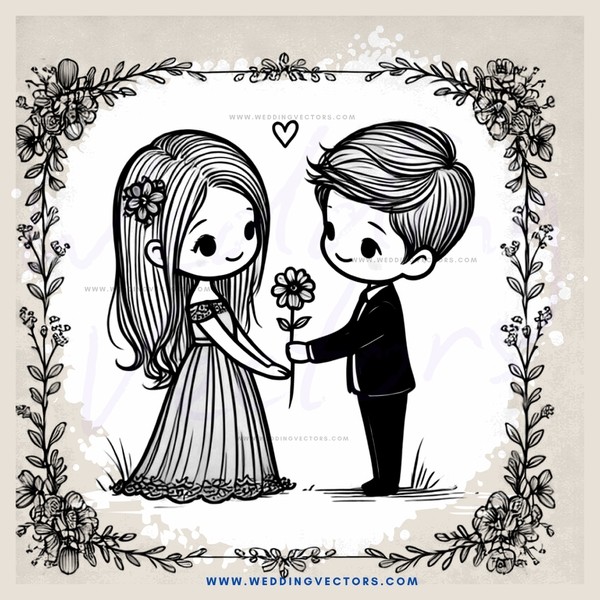 lovers sharing flowers