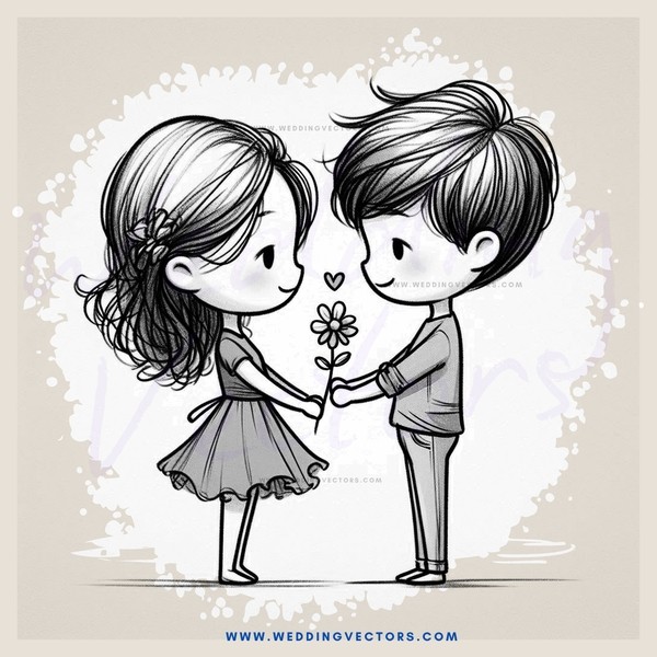 two kids holding hands and flower