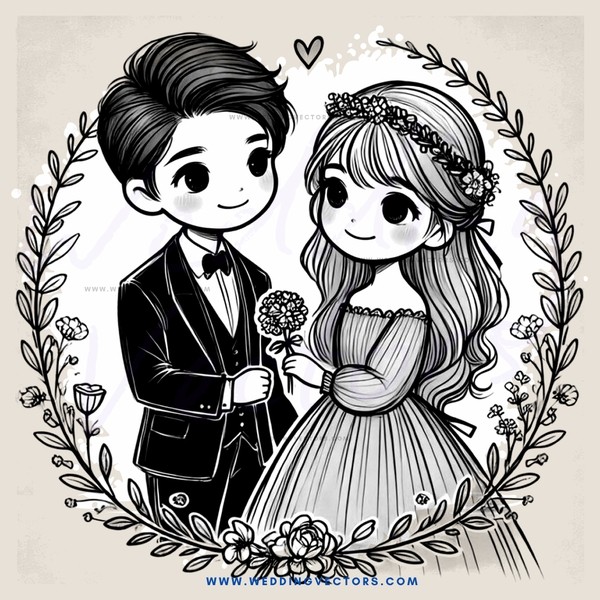 boy and girl holding flowers