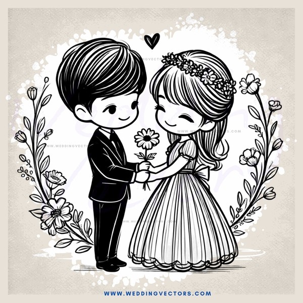 boy and girl holding flower