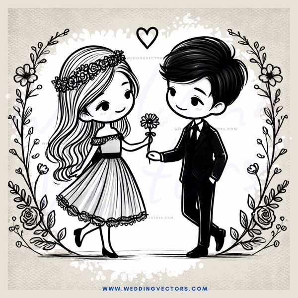 a couple exchanging flowers
