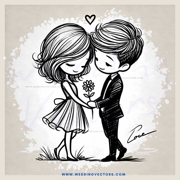 a couple's special moment captured in an illustration