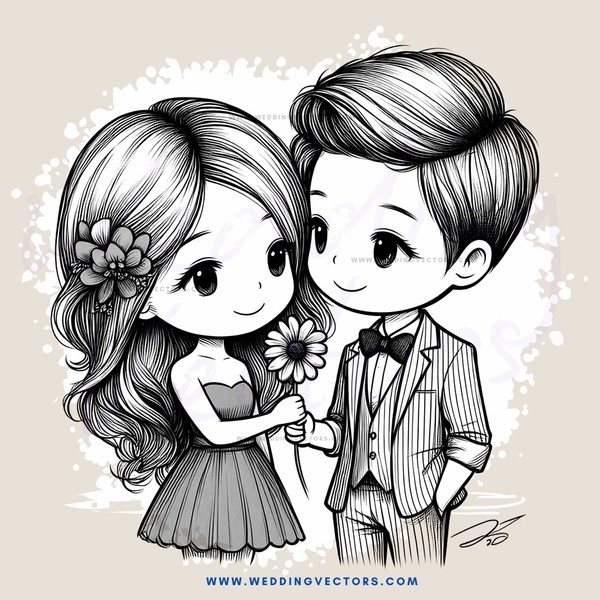 a young couple in black and white
