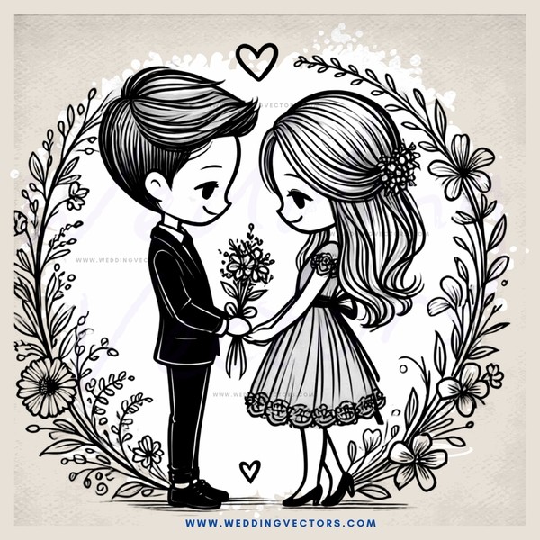 engagement picture with flowers