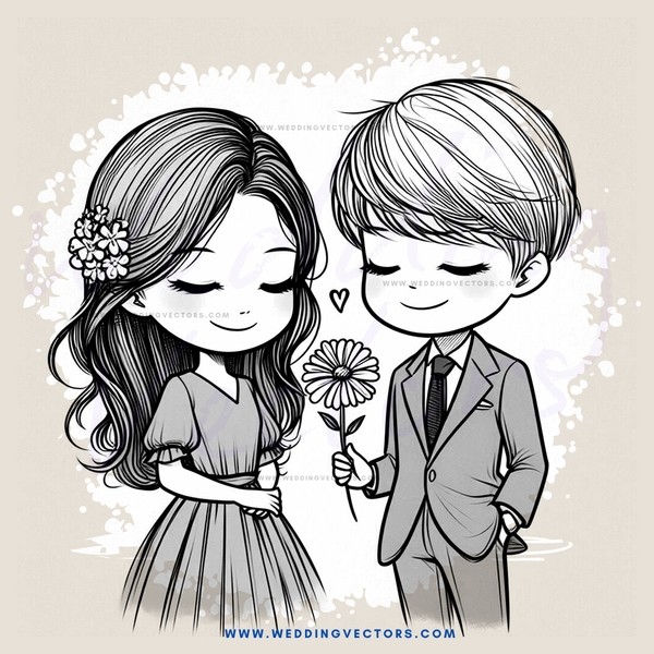 boy and girl with flower