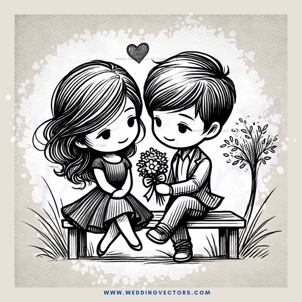 two people sitting on a bench holding flowers