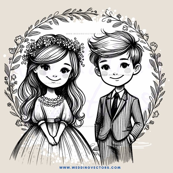 a couple's portrait with leaves and flowers