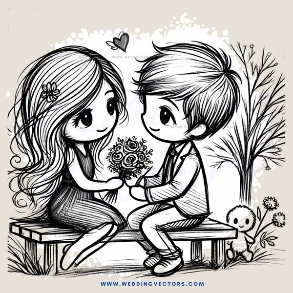 two people sitting and holding flowers on their knee