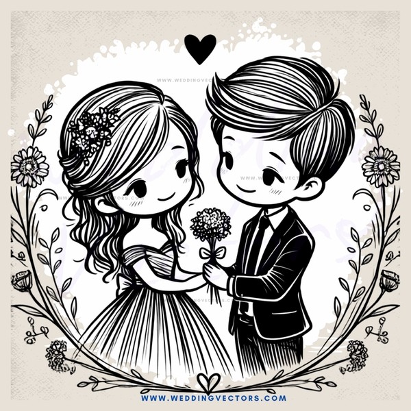 a couple embracing with flowers in their hands