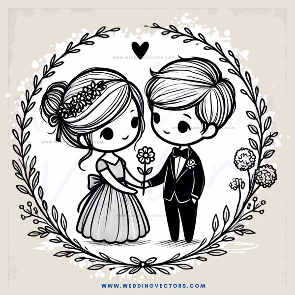 a couple holding flowers and posing for the camera