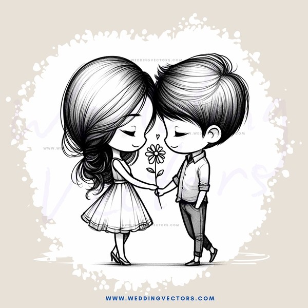 boy and girl holding flower