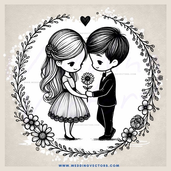 a black and white couple holding hands and flowers