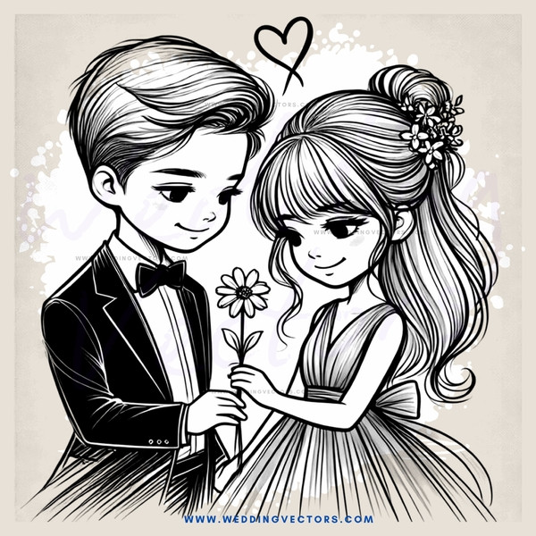 boy and girl holding flower