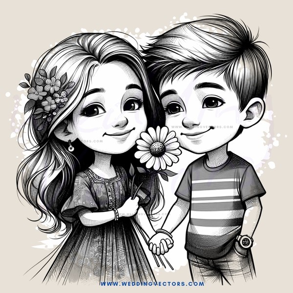 two children holding flowers