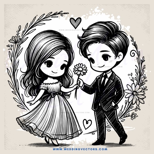 lovers holding flower