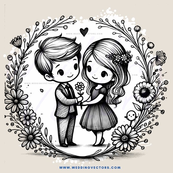 a couple in an embrace surrounded by flowers