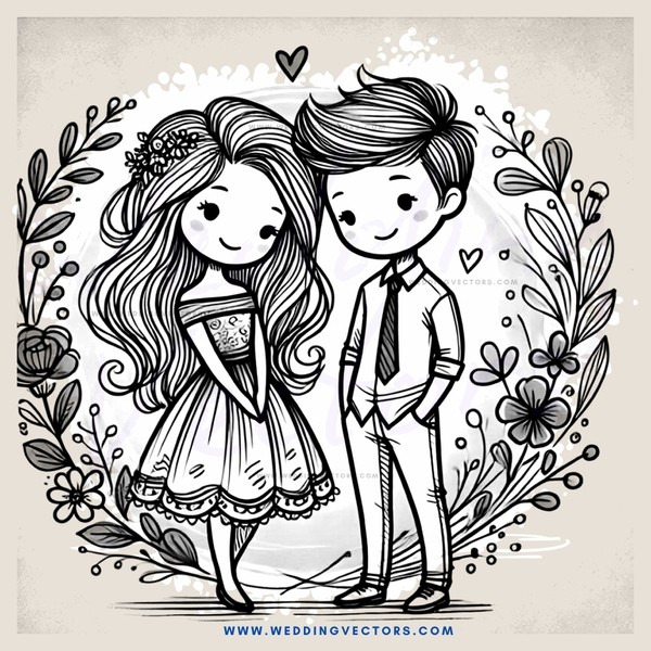 a boy and girl in romantic attire