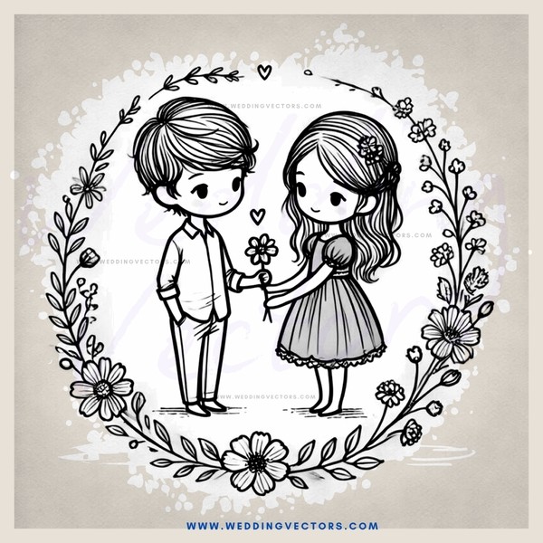 a couple exchanging flowers in an easter banner