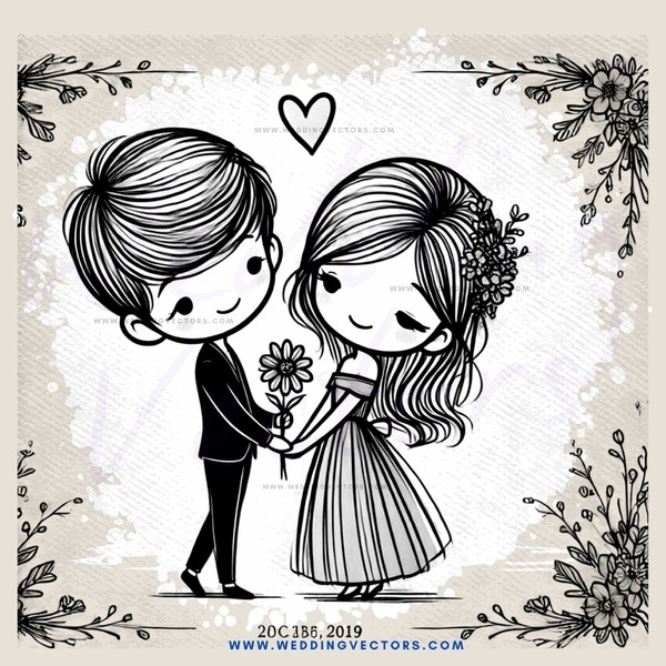 cute boy and girl holding flowers