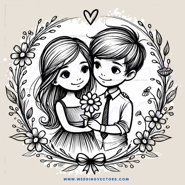 love locks cartoon illustration