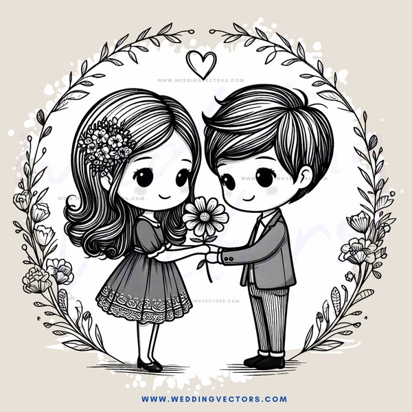 two people holding flowers in a halo