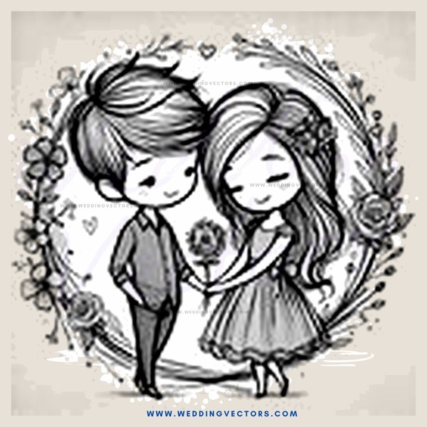 kissing couple illustration (cartoon)