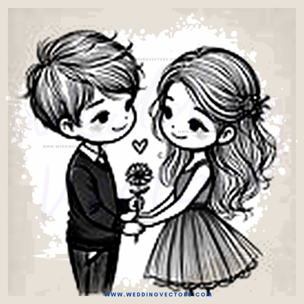 a couple exchanging flowers on valentine's day