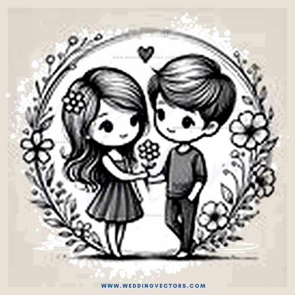 boy and girl in flowers on either side of them
