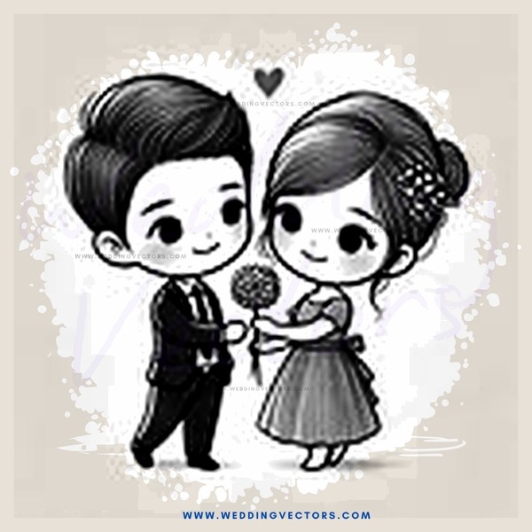 a boy and girl holding flowers