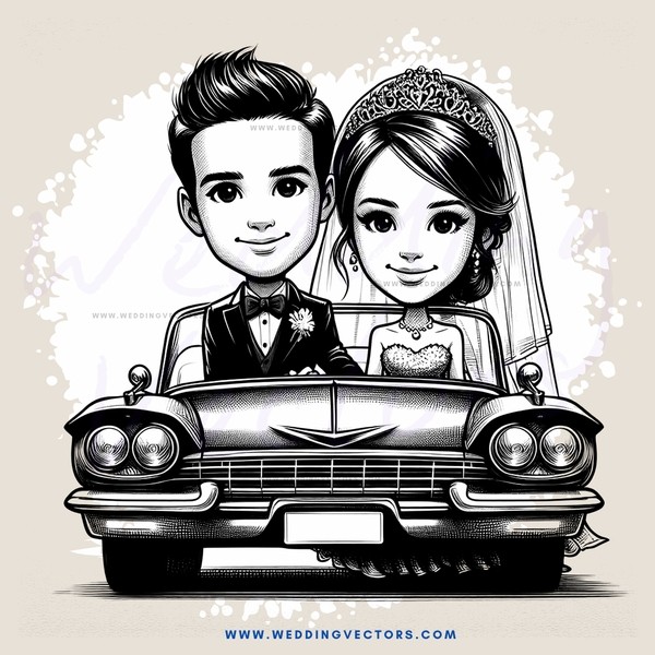 a boy and girl in an old car together