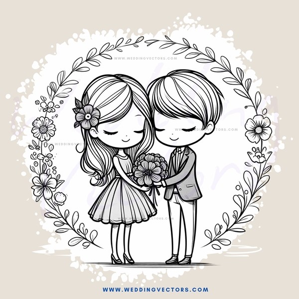 boy and girl holding flowers