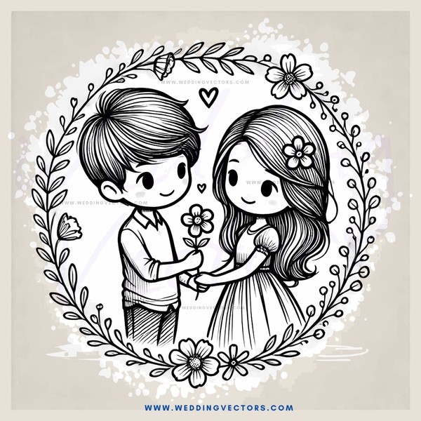 love couple floral wall art poster