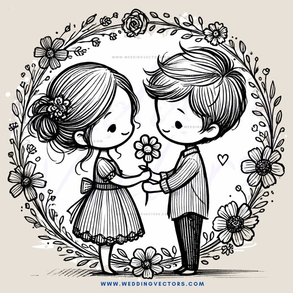 two people holding flowers and faces with their hands together