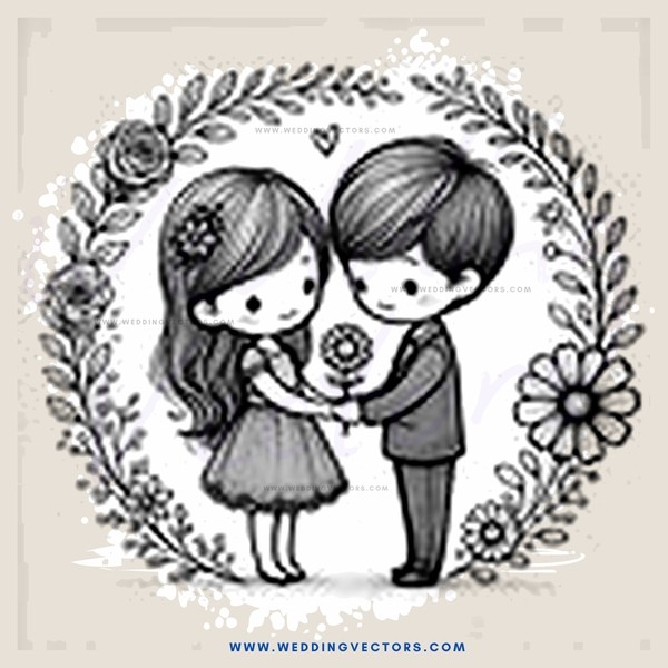 two kids holding flowers in an oval shape picture
