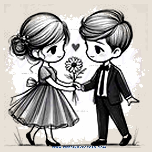 boy and girl holding a flower