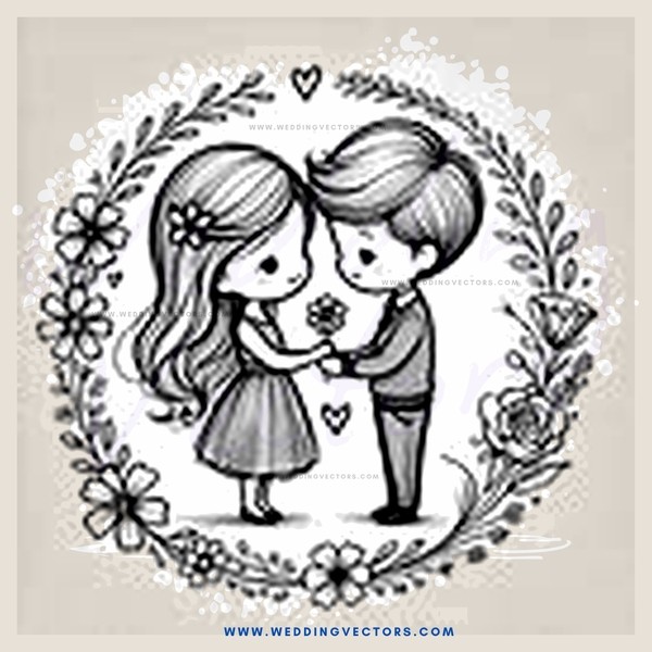 a couple's picture inside a wreath
