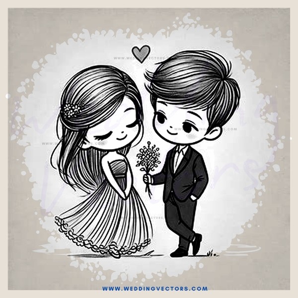 a boy and girl shaking hands over flowers