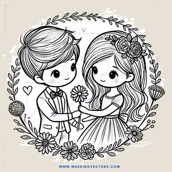 cartoon couple embracing each other
