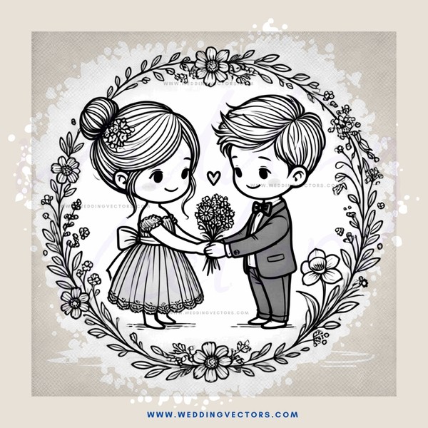 a couple holding hands and flowers