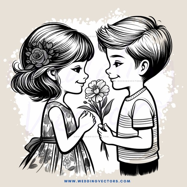 two children holding a flower