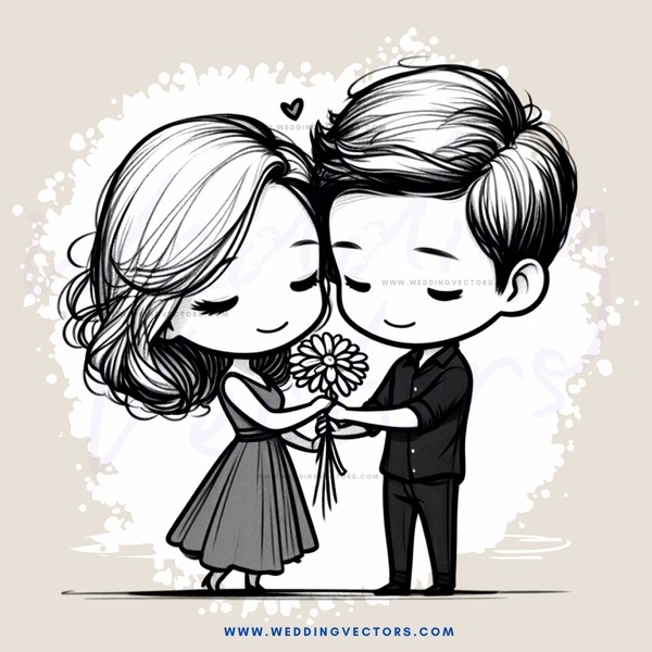 boy and girl holding flower with haloes on their head