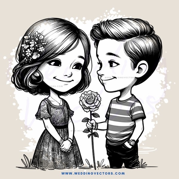 a girl and boy standing next to each other
