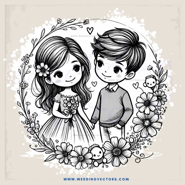 two kids with flowers on their head