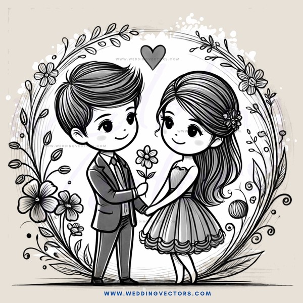 an engagement picture with flowers and vines
