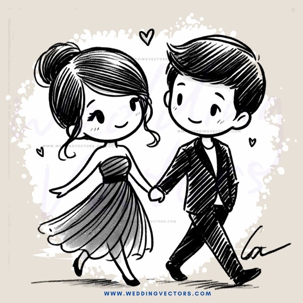 a boy and girl holding hands