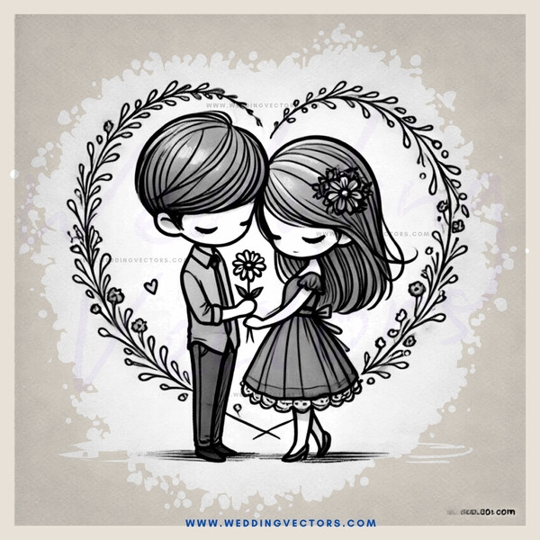 a boy and girl in flower garlands holding flowers